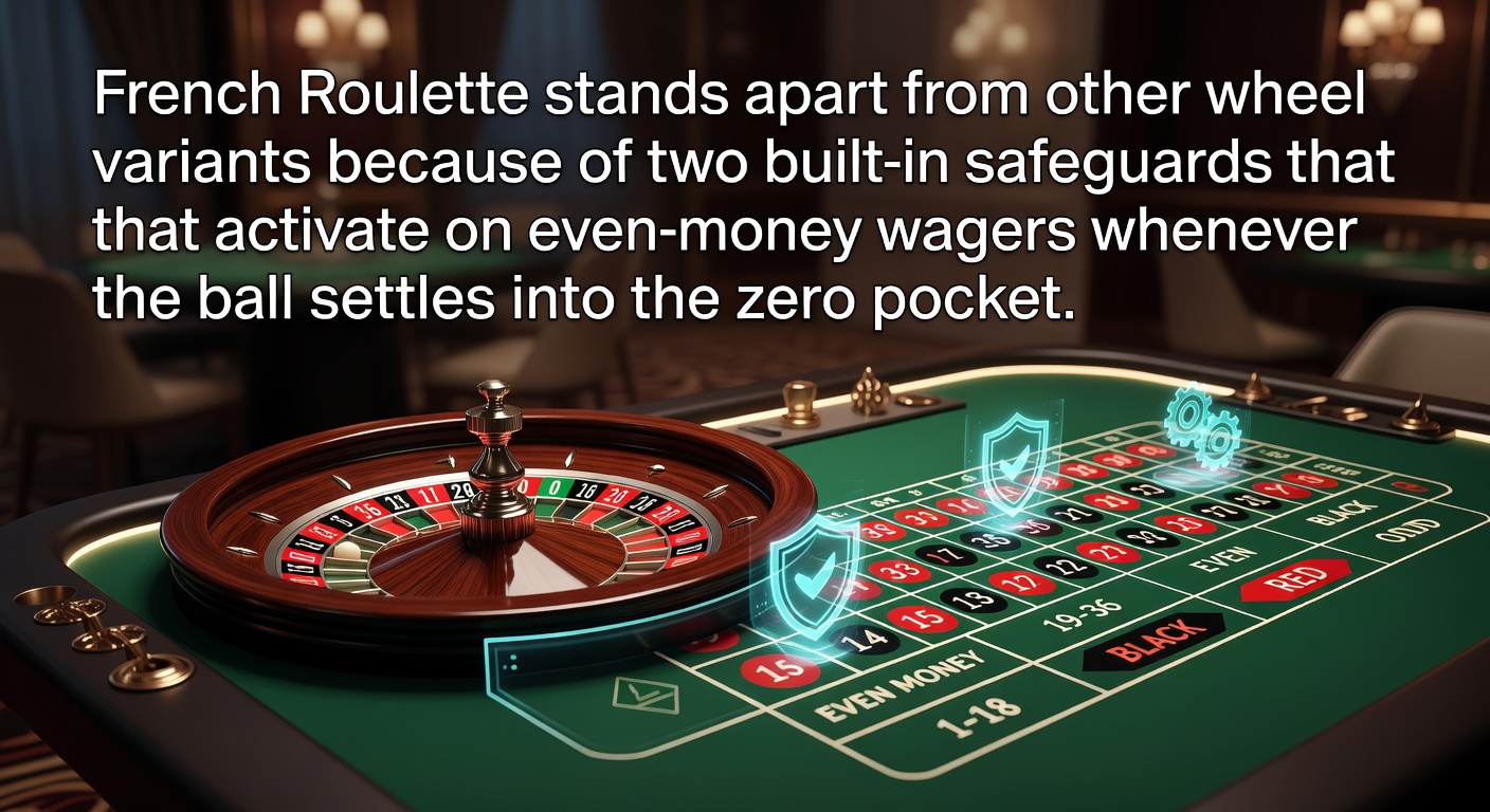 Französisches Roulette-Rad mit Fokus auf die Null und die Schutzmechanismen La Partage sowie En Prison