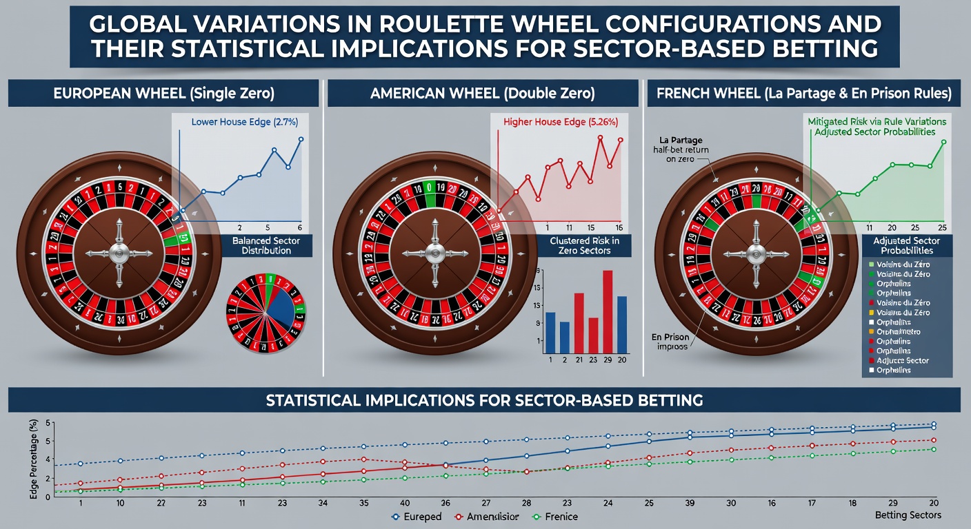 Statistische Diagramme zu Trefferquoten bei Sektorwetten auf unterschiedlichen Roulette-Rad-Konfigurationen weltweit