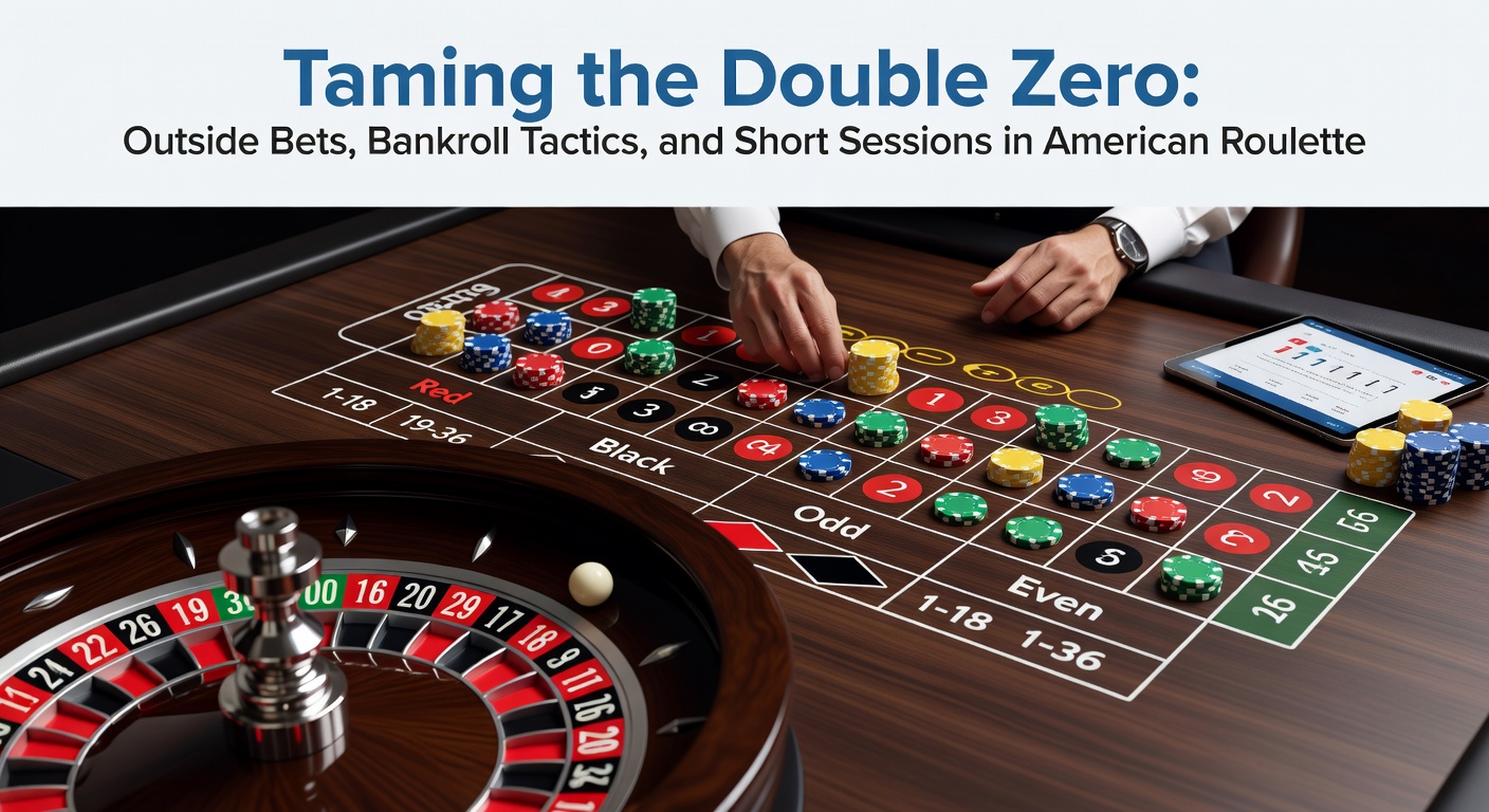 Grafik mit Bankroll-Diagrammen, die Verlustkurven bei American Roulette mit und ohne Management-Taktiken vergleichen, inklusive Außenwetten-Beispielen