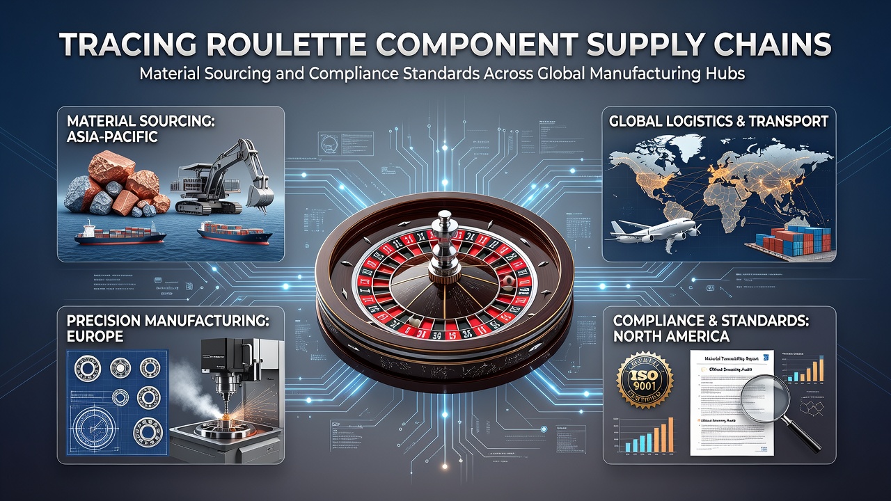 Übersicht über globale Fertigungsstandorte für Roulette-Komponenten mit Fokus auf Materialquellen und Transportwege