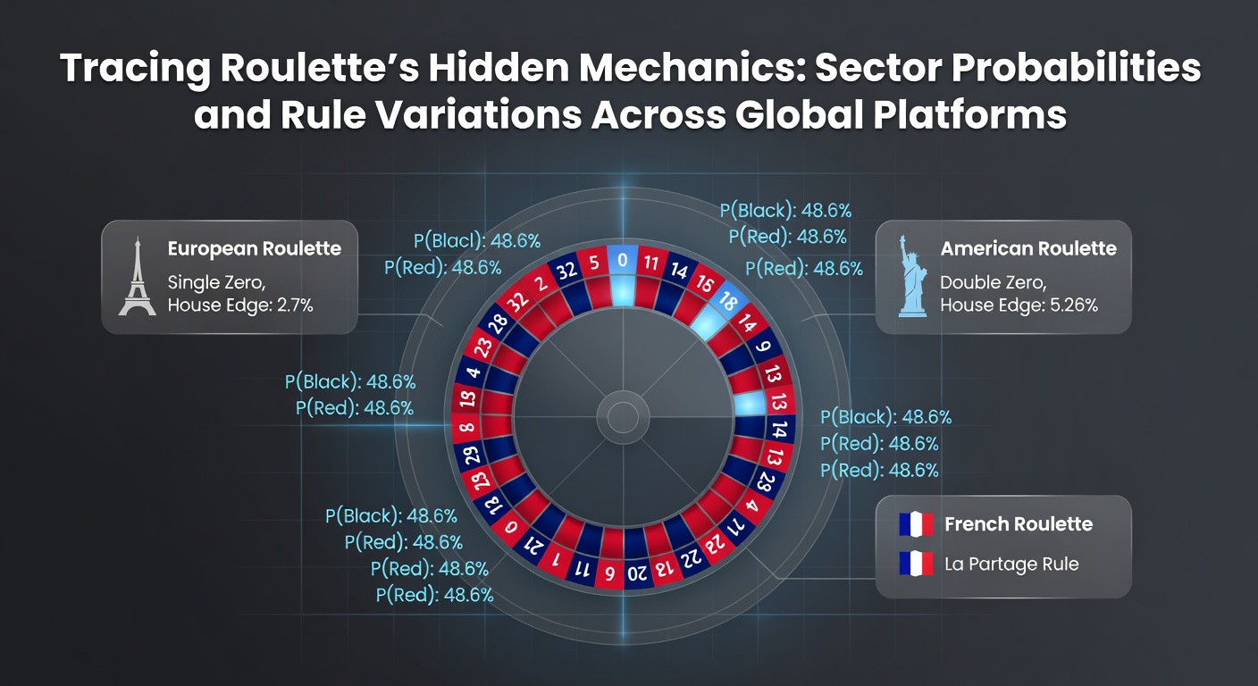 Roulette-Rad mit markierten Sektoren und Wahrscheinlichkeitsverteilung